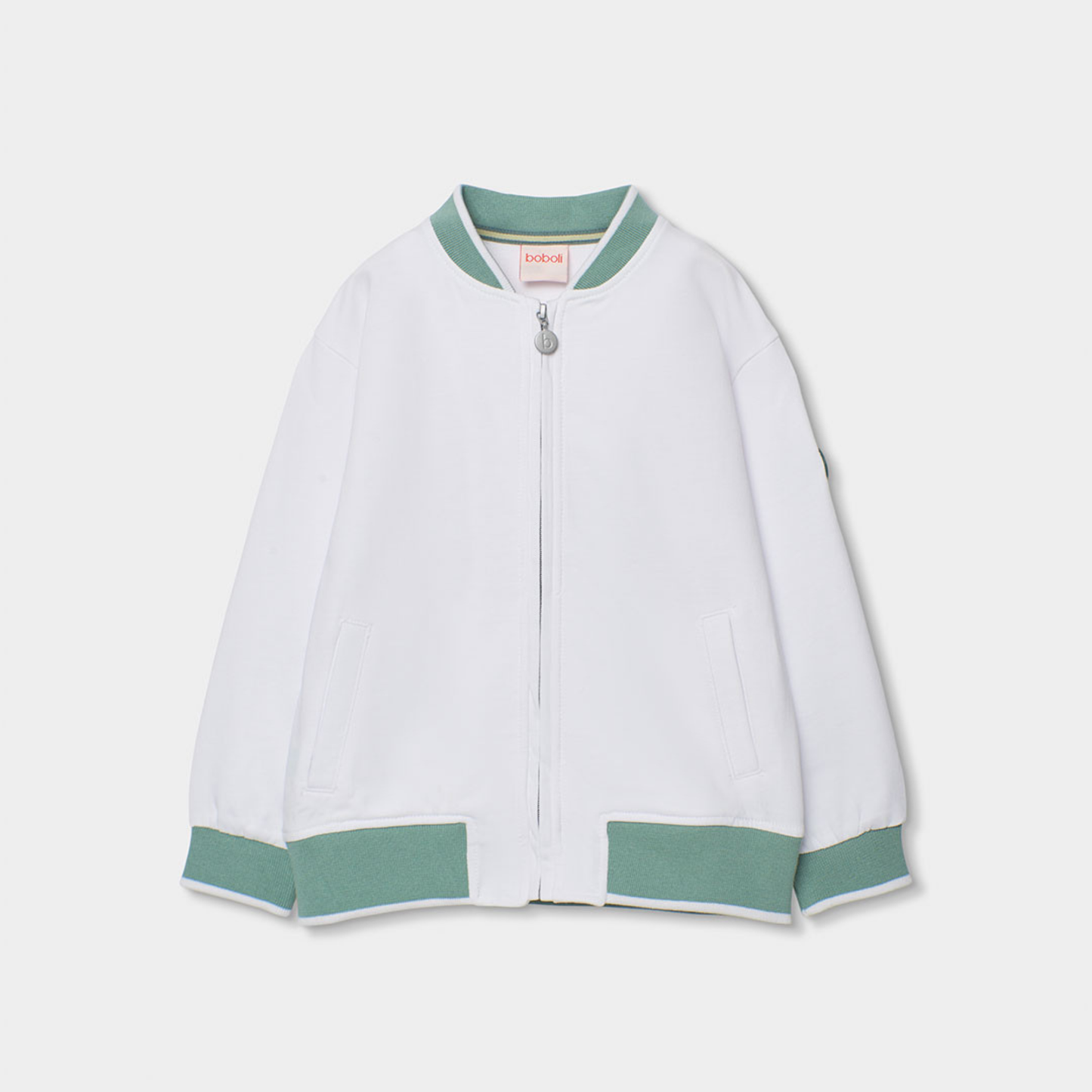 Blusão Estilo Bomber: Branco e Verde