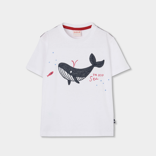 T-shirt Branca com Baleia