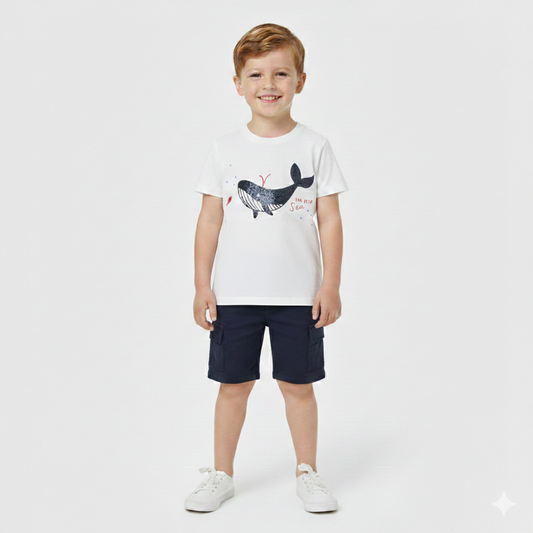 T-shirt Branca com Baleia