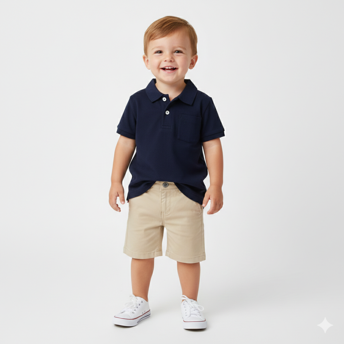 Polo De algodão Azul-marinho