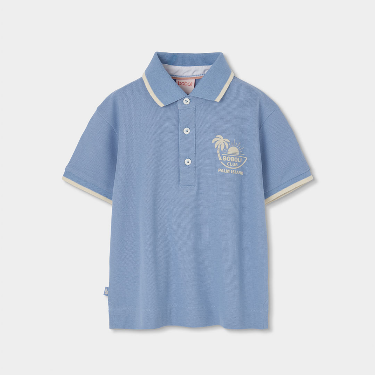 Polo Piqué Azul "Palm Island" – Estilo Tropical e Conforto Casual