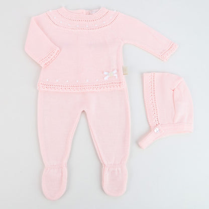 Conjunto de 3 peças em Malha Rosa