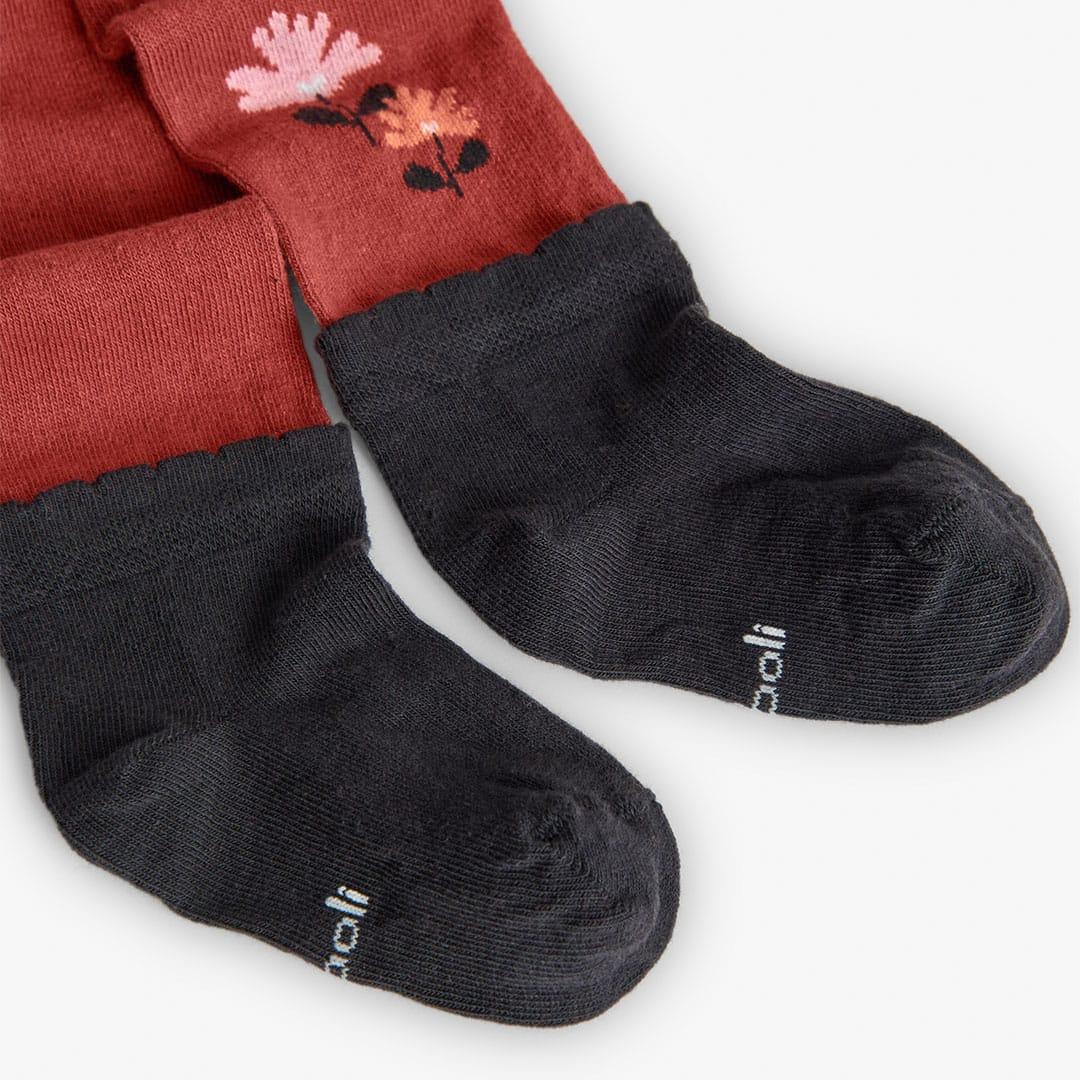 Collants de malha laranja com flores | BOBOLI