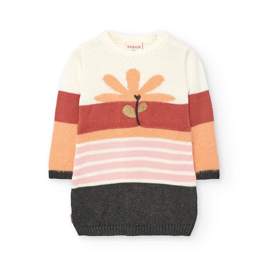 Vestido malha | Cor de laranja flor| BOBOLI