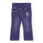 Calças de ganga menina azul flores | BOBOLI |  Flores