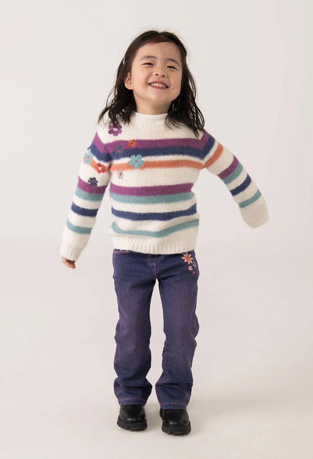 Calças de ganga menina azul flores | BOBOLI |  Flores