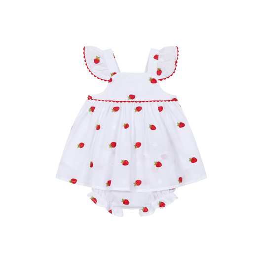 Vestido com Tapa fraldas - Morangos
