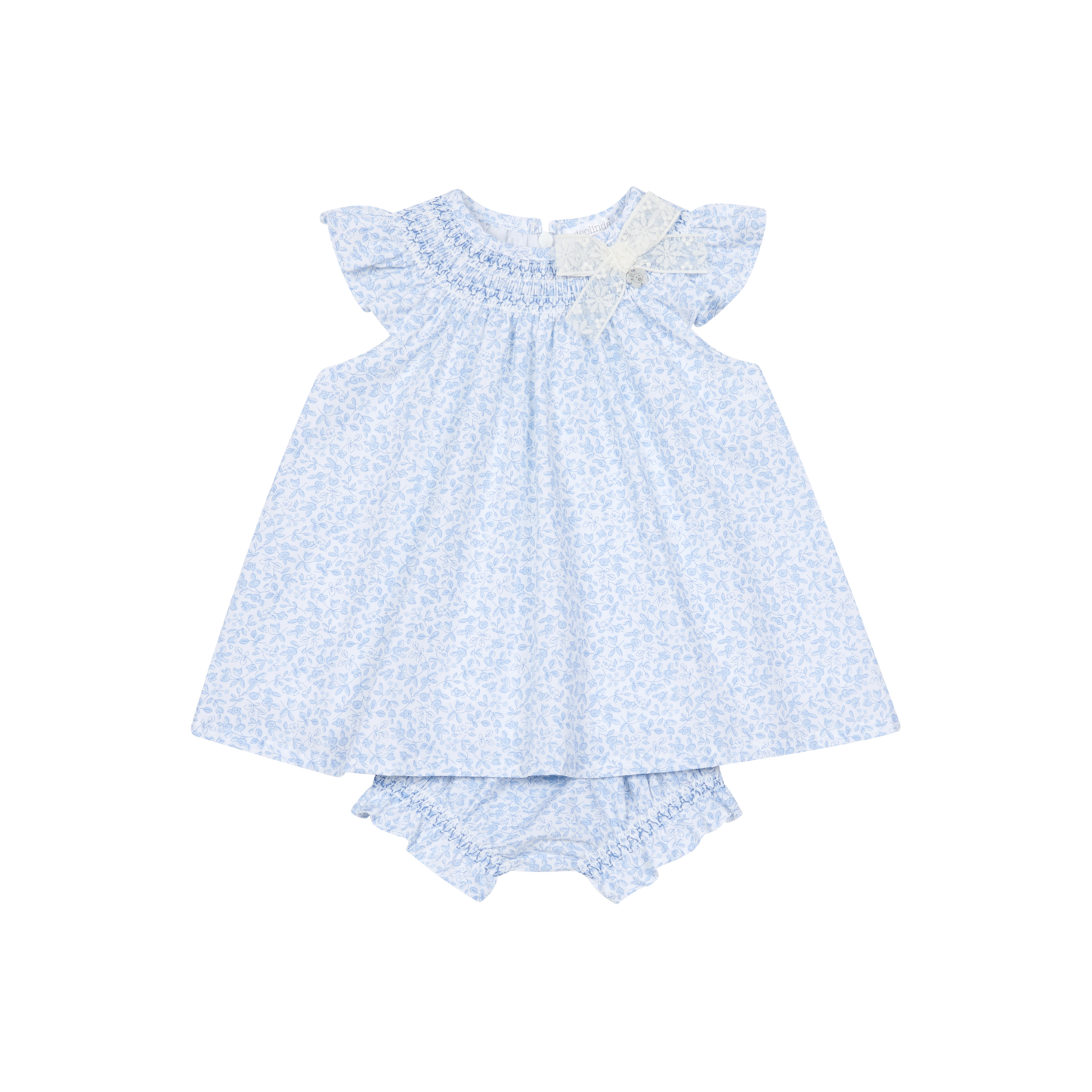 Vestido com Tapa Fraldas em Algodão para Bebé Menina - Azul