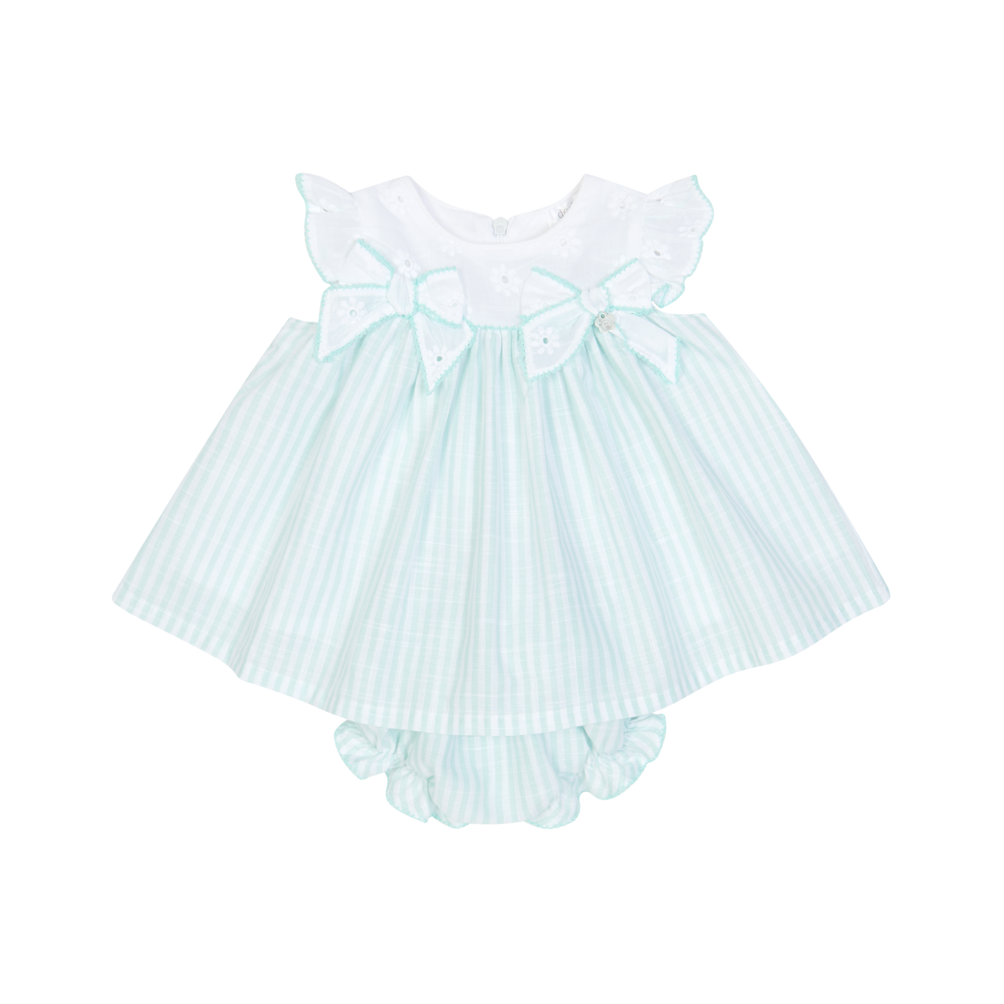 Vestido com Tapa Fraldas para Bebé Menina - Verde Água