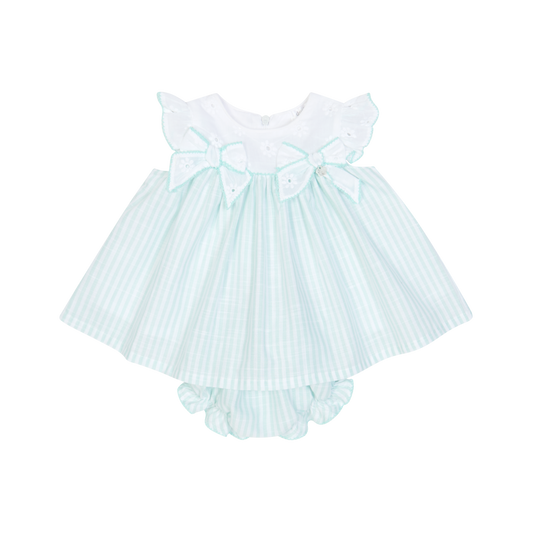 Vestido com Tapa Fraldas para Bebé Menina - Verde Água