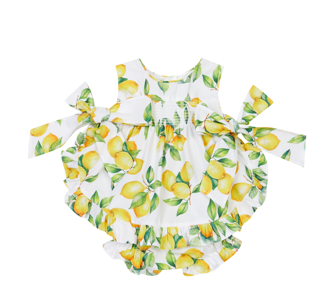 Vestido com Tapa Fraldas para Bebé Menina - Limões