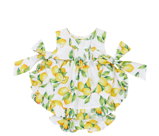 Vestido com Tapa Fraldas para Bebé Menina - Limões