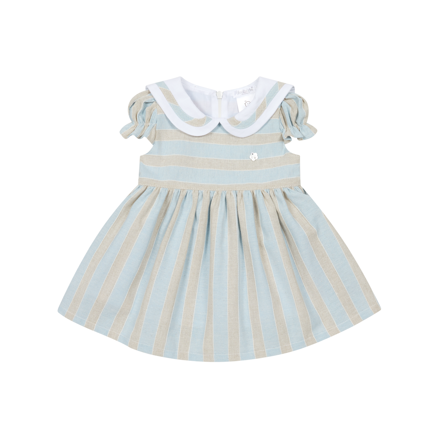 Vestido para Menina - Azul e Bege