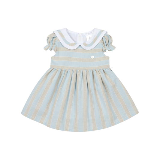 Vestido para Menina - Azul e Bege
