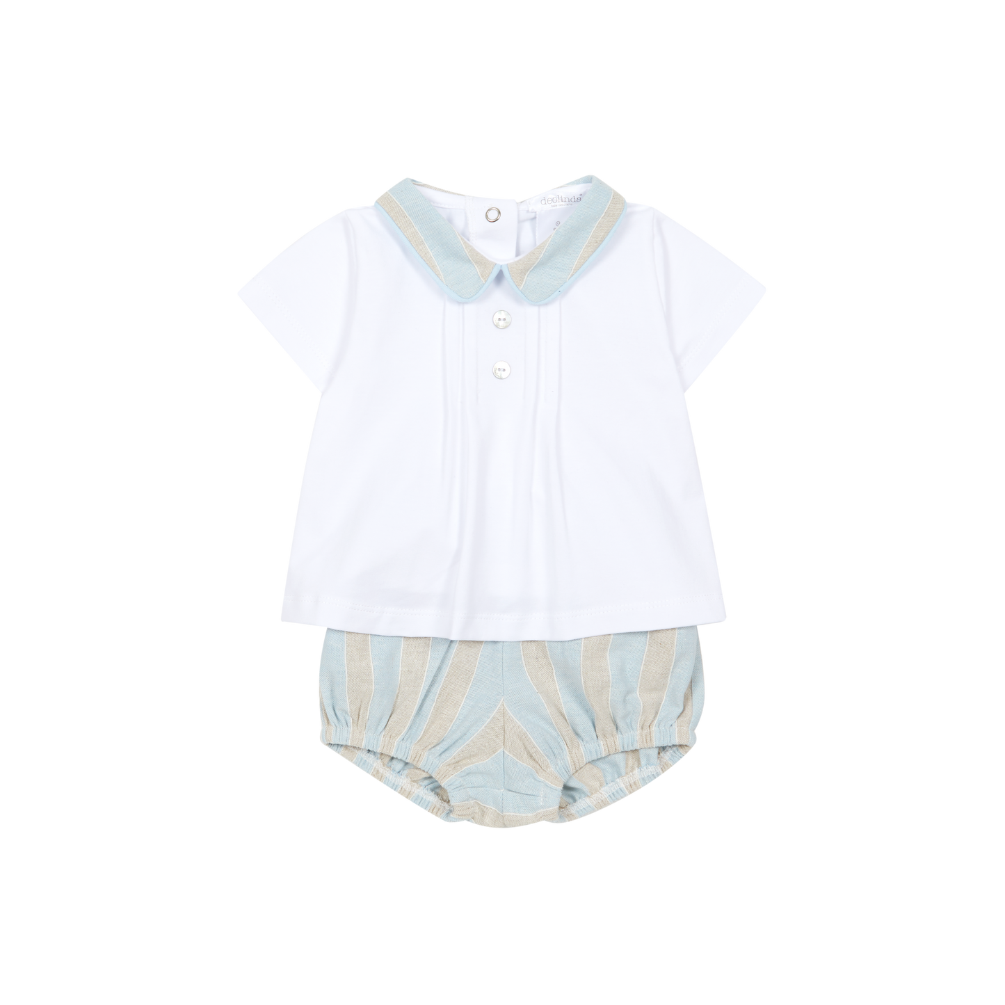 Conjunto em Algodão para Menino- Azul e Bege