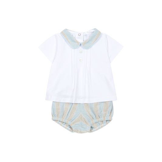 Conjunto em Algodão para Menino- Azul e Bege