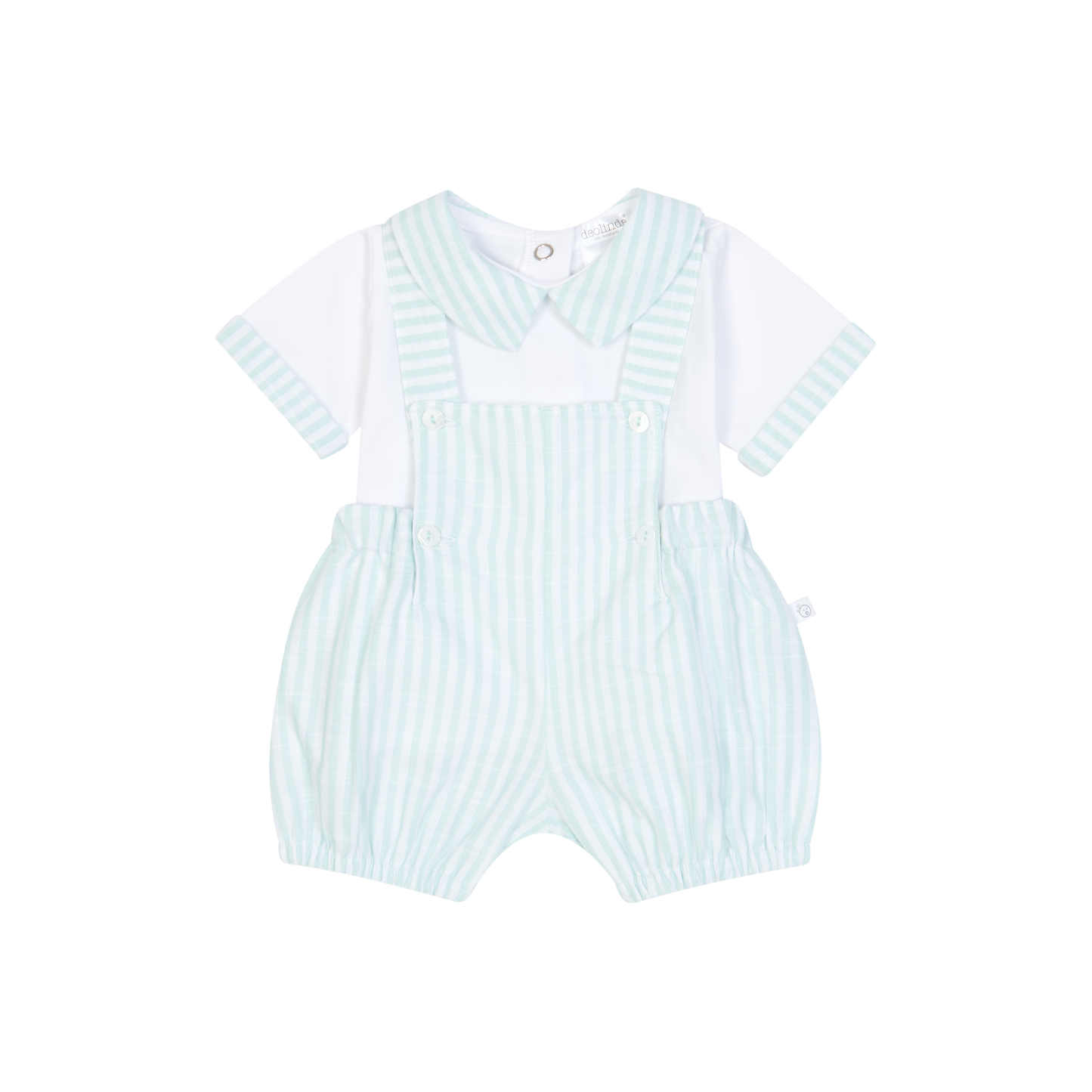 Conjunto de Fofo às Riscas e T-shirt para Menino- Verde Água