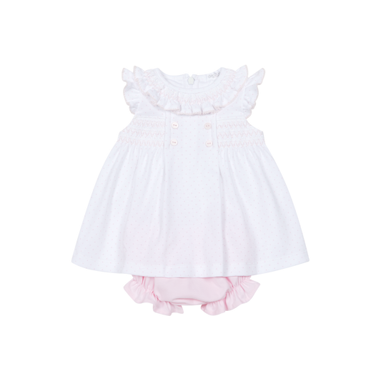 Vestido com Tapa Fraldas em Algodão Bebé Menina