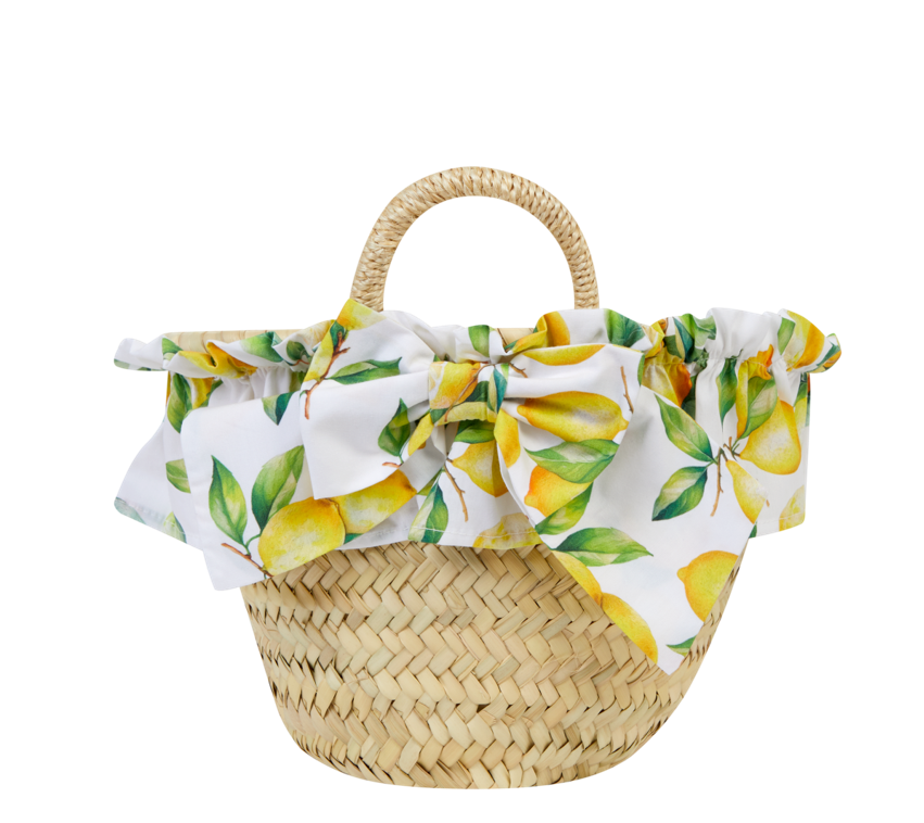 Cesta Infantil com Tecido Estampado com Limões