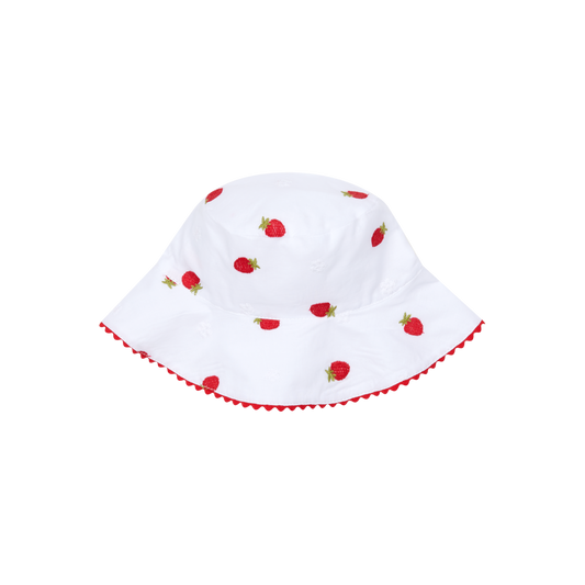 Chapéu de Bebé com Bordado de Morangos – Proteção Solar e Estilo