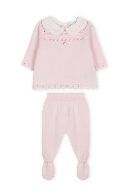 Conjunto Malha Rosa Bebé