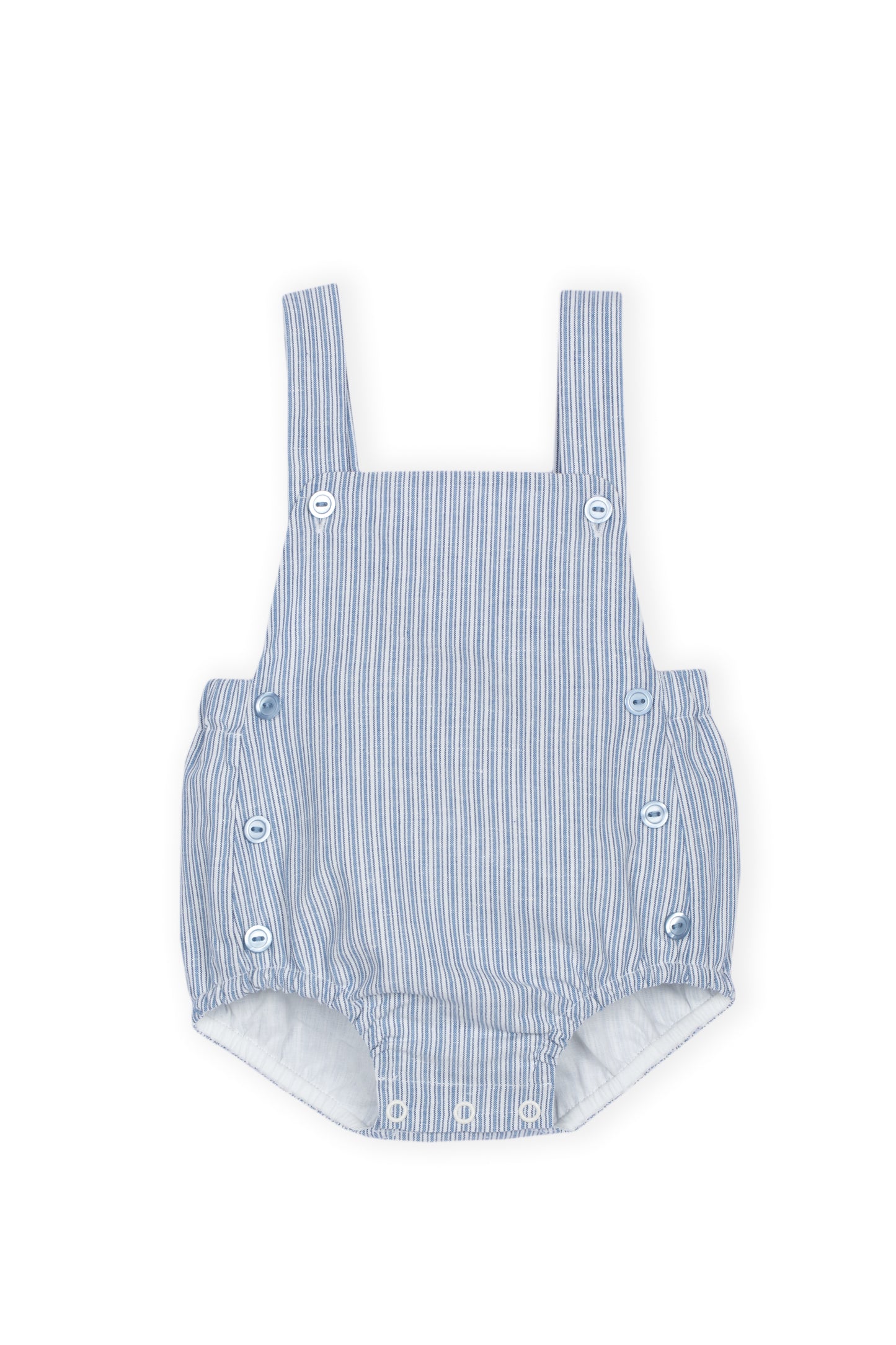 Conjunto Algodão Riscas Bebé Menino 2pc - Branco e Azul
