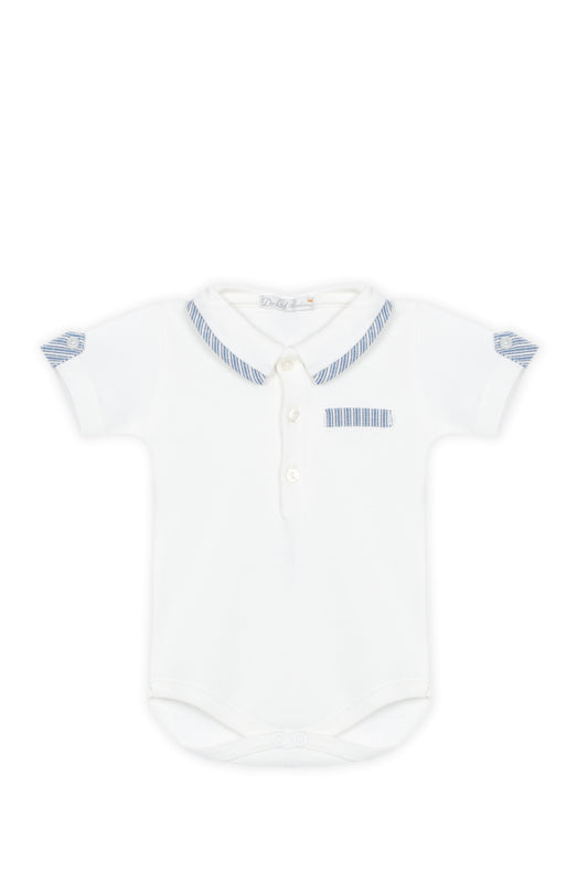 Conjunto Calção com Body Menino às Riscas Azul