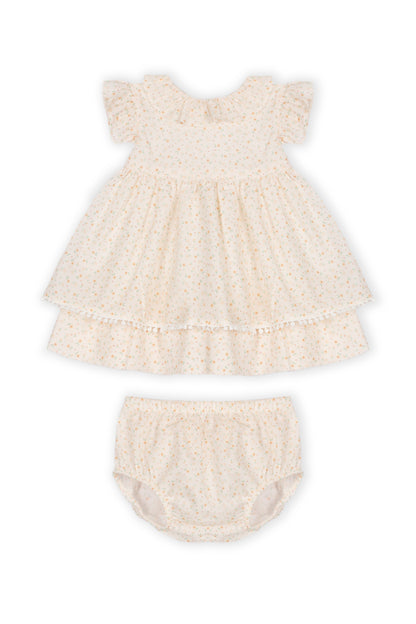 Vestido com Tapa Fraldas Bebé Menina Floral - Salmão e Verde Água