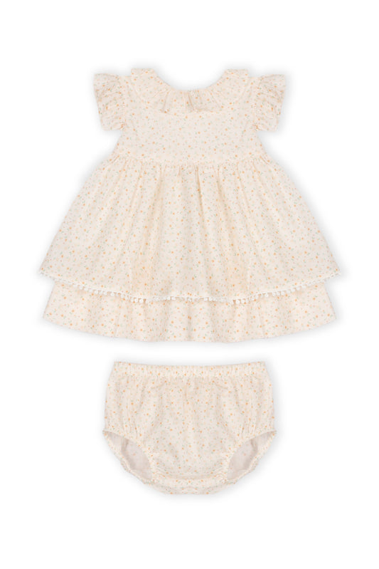 Vestido com Tapa Fraldas Bebé Menina Floral - Salmão e Verde Água