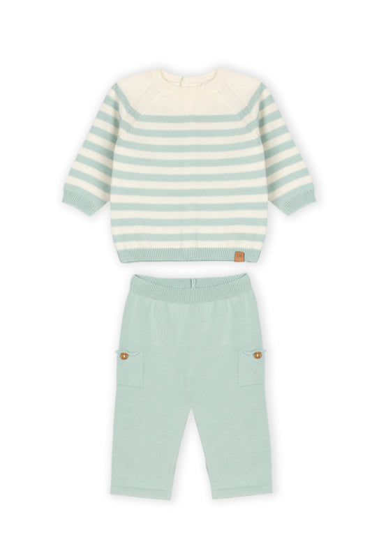 Conjunto Malha Bebé Menino Verde Água