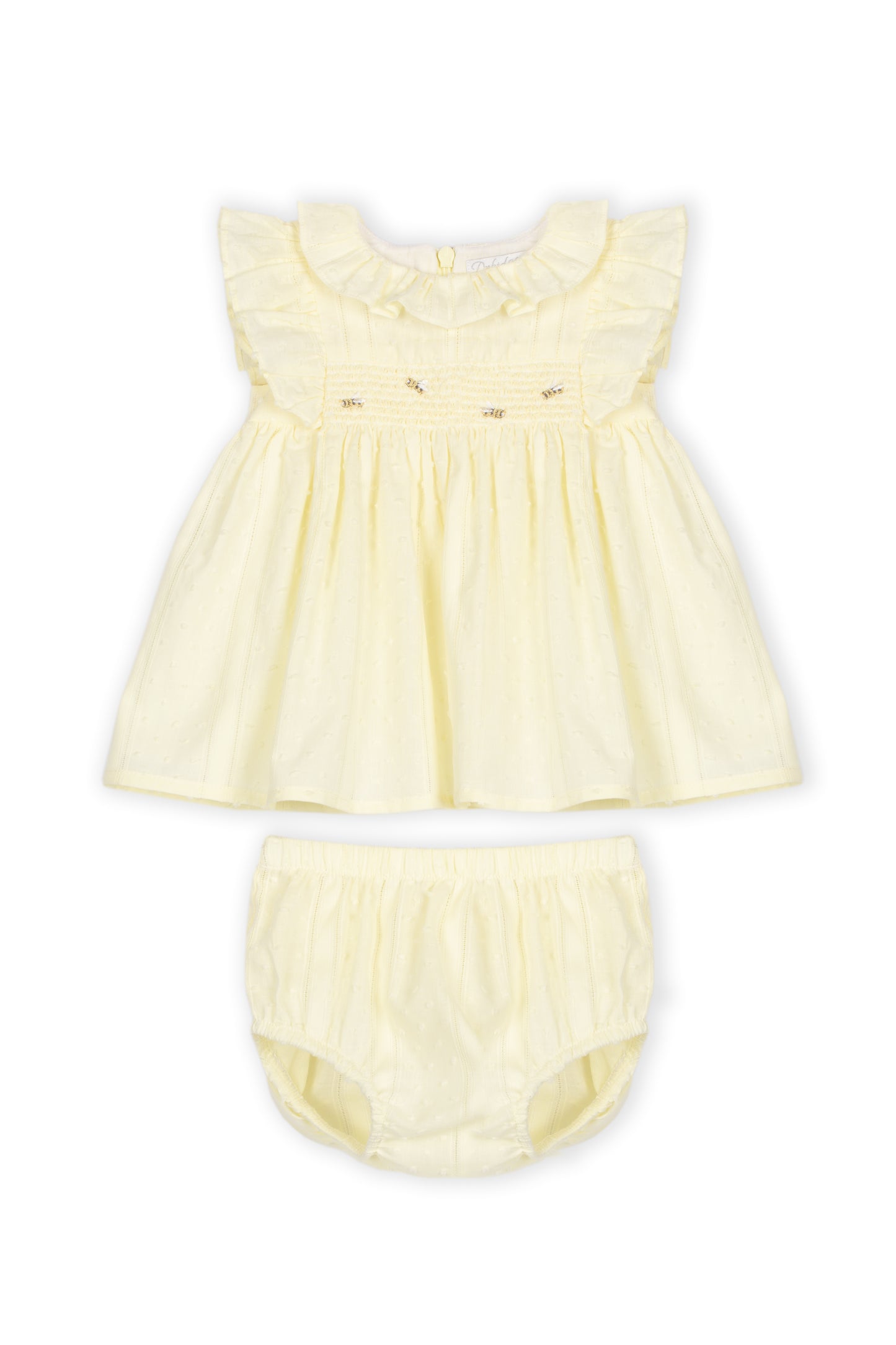 Vestido com Tapa Fraldas Bebé Menina - Amarelo Pastel