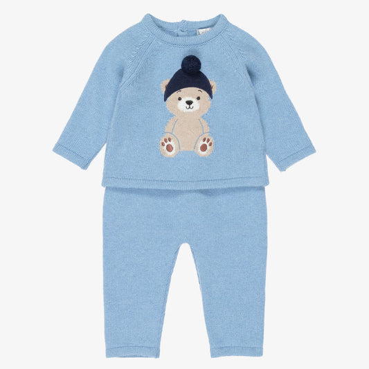 Conjunto de Malha com Ursinho e Pompom