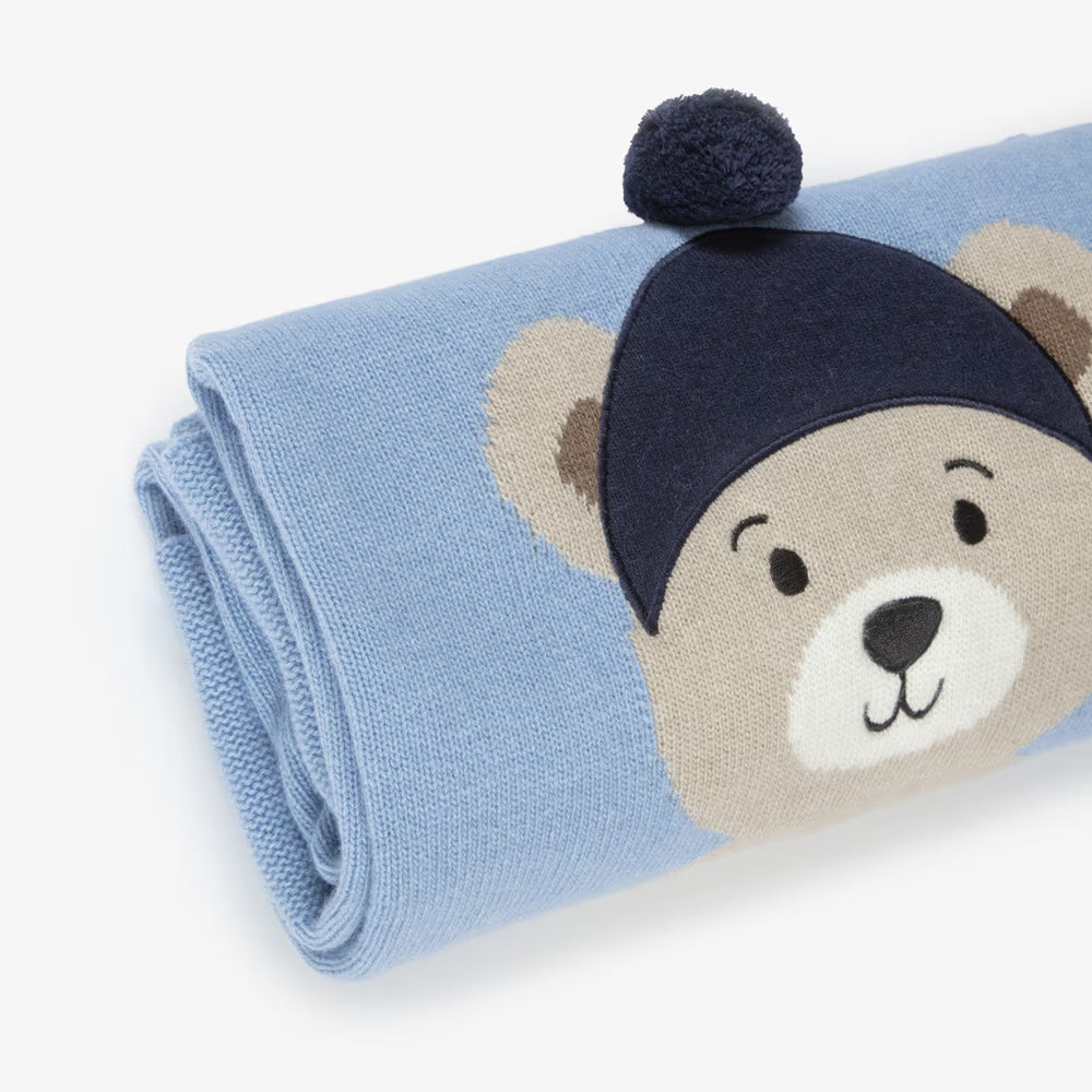 Manta em Malha Urso com Pompom