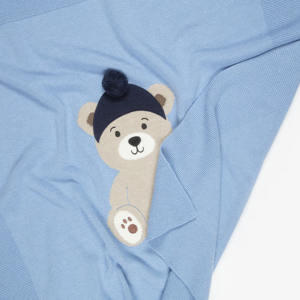 Manta em Malha Urso com Pompom