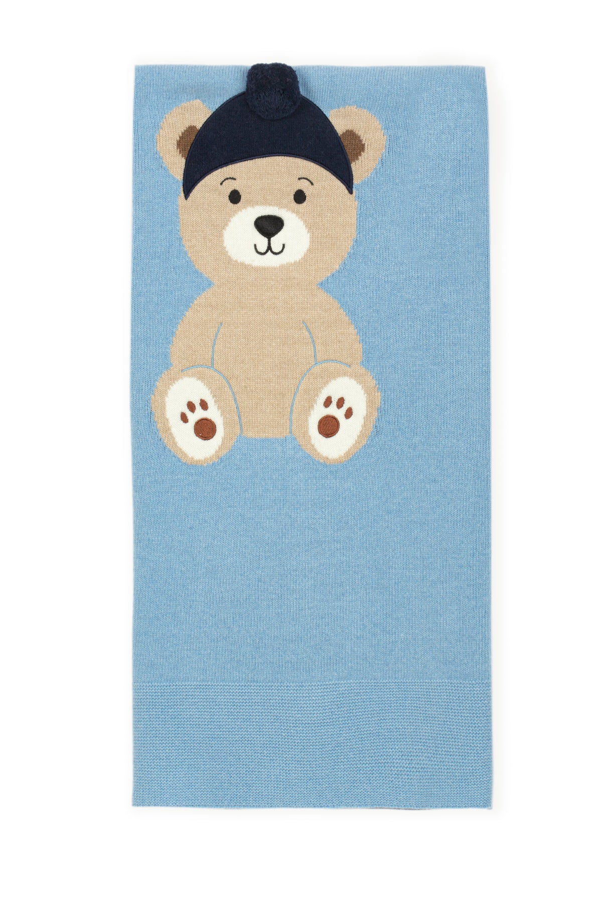 Manta em Malha Urso com Pompom