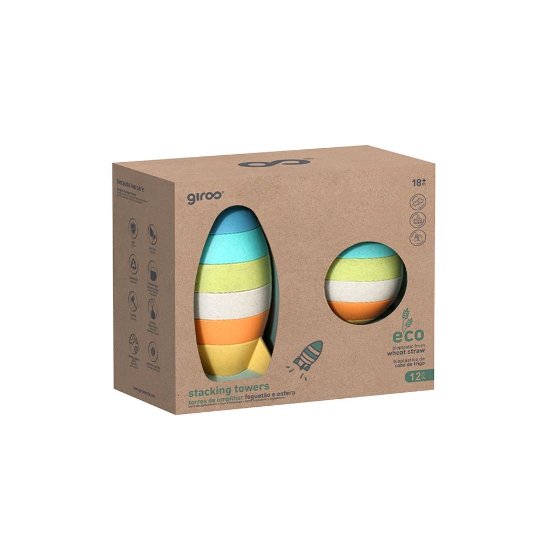 Torre Empilhar Espacial 12 Pcs Bio Plástico Giros