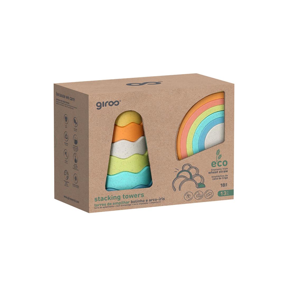 Torre Empilhar Arco Íris Plus 13 Pcs Bio Plástico Giros