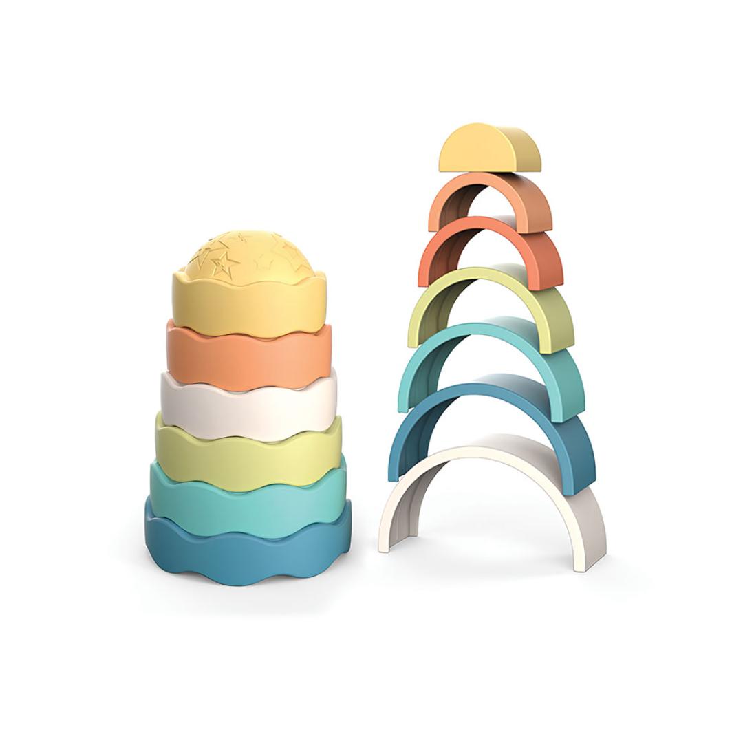 Torre Empilhar Arco Íris Plus 13 Pcs Bio Plástico Giros