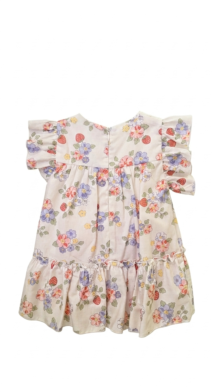 Vestido com Tapa Fraldas com Morangos - Doce de Coco