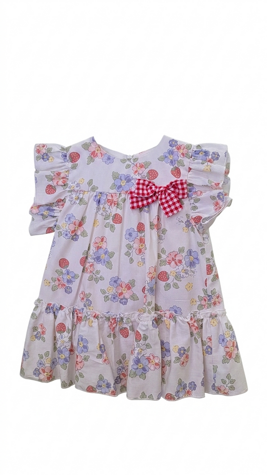 Vestido com Tapa Fraldas com Morangos - Doce de Coco