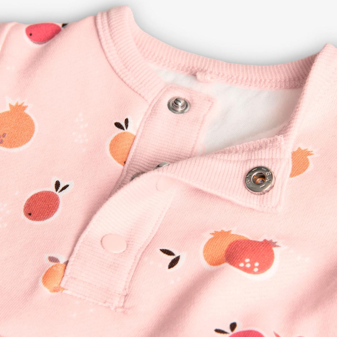 Vestido Bebé com Estampa de Frutas – Delicado e Confortável para o Inverno