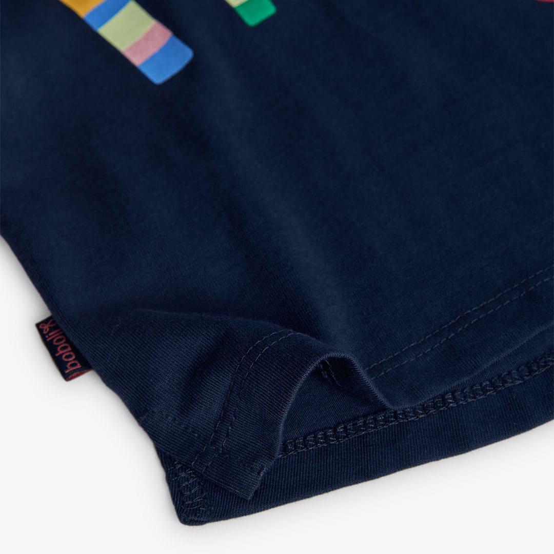 T-shirt manga comprida  azul-marinho letras coloridas menina | BOBOLI