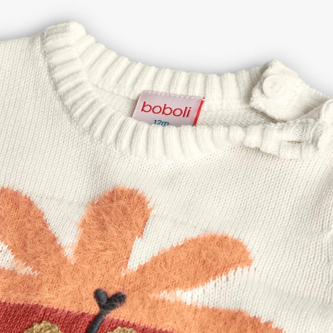 Vestido malha | Cor de laranja flor| BOBOLI