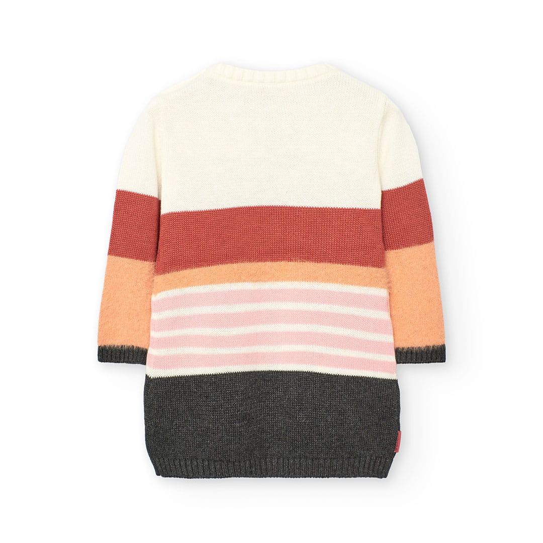 Vestido malha | Cor de laranja flor| BOBOLI