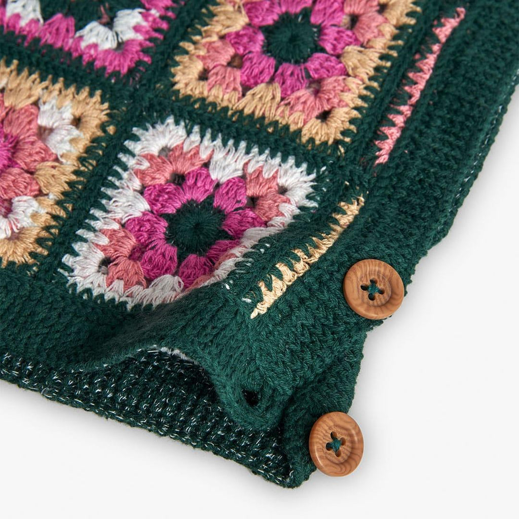 Colete malha menina quadrados tons verde | BOBOLI | Flores