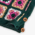 Colete malha menina quadrados tons verde | BOBOLI | Flores