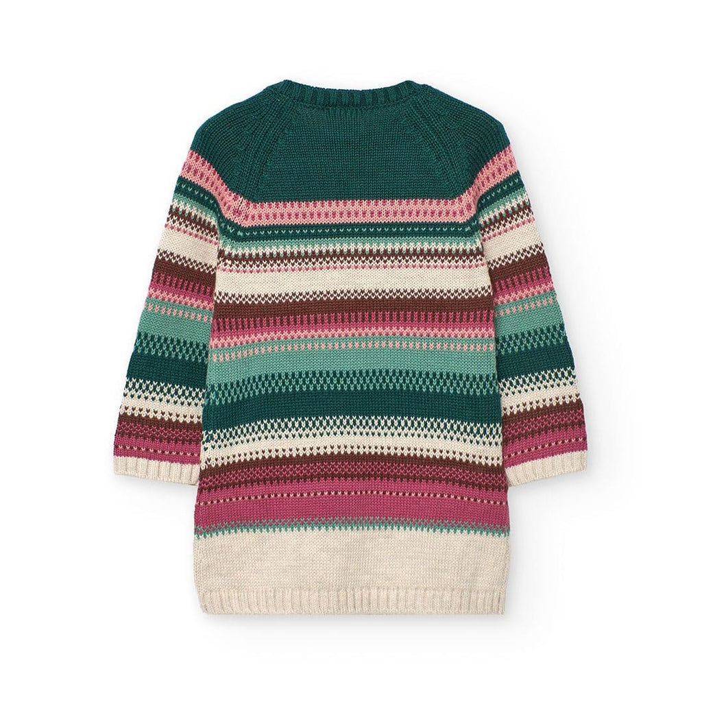 Vestido malha| Riscas multicolor | BOBOLI