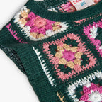 Colete malha menina quadrados tons verde | BOBOLI | Flores