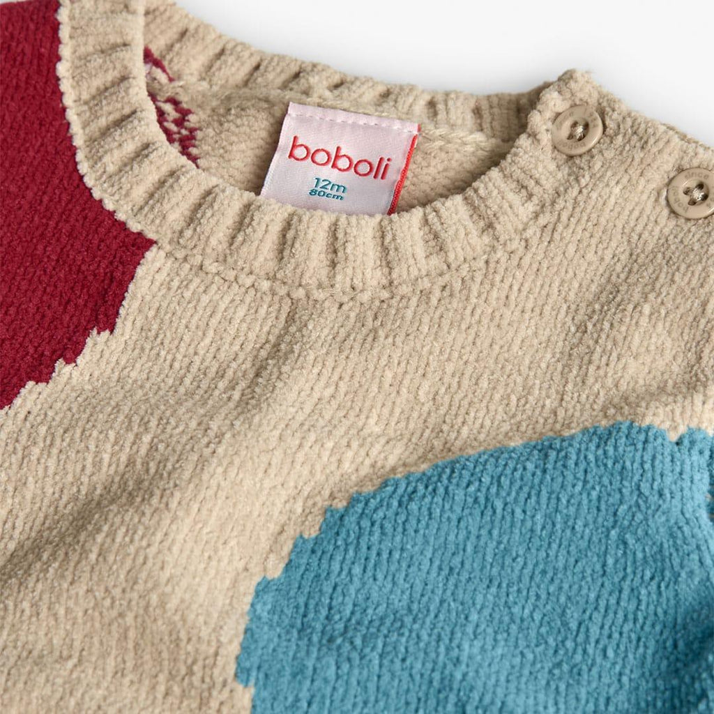 Vestido malha | Menina bege com bolinhas| BOBOLI