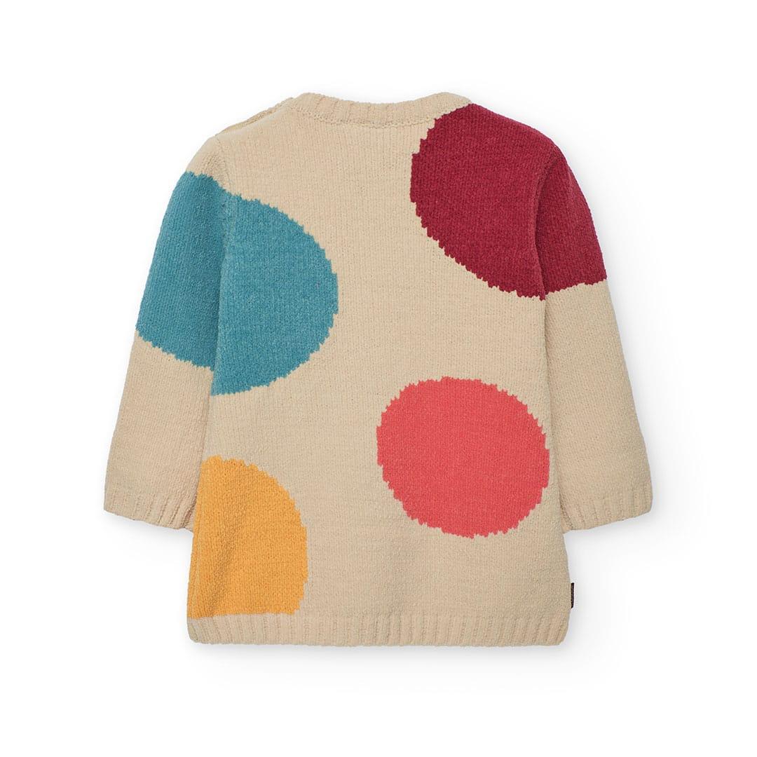 Vestido malha | Menina bege com bolinhas| BOBOLI